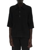 Helmut Lang Pointelle Oversized Fit Polo Shirt