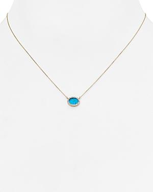 Adina Reyter Turquoise & Diamond Oval Pendant Necklace, 15