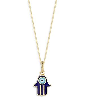 Milanesi And Co 14k Yellow Gold Enamel Hamsa Hand Pendant Necklace, 18