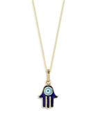 Milanesi And Co 14k Yellow Gold Enamel Hamsa Hand Pendant Necklace, 18