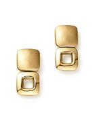 14k Yellow Gold Double Square Drop Earrings