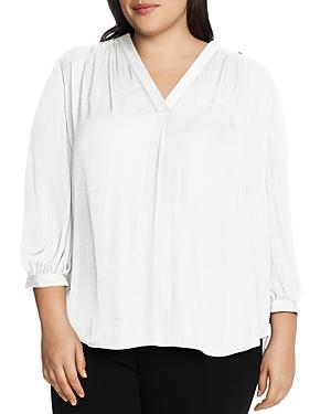 Vince Camuto Plus Textured V-neck Blouse