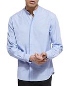 The Kooples Striped Band Collar Shirt With Hidden Button Placket