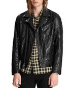 John Varvatos Collection Asymmetrical Slim Fit Leather Jacket