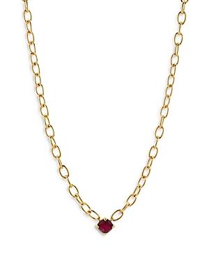 Nadri Gemma Red Mother Of Pearl Solitaire Pendant Necklace In 18k Gold Plated, 16-18