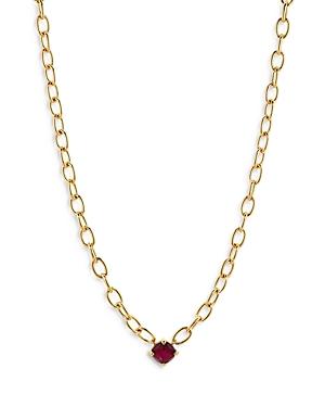 Nadri Gemma Red Mother Of Pearl Solitaire Pendant Necklace In 18k Gold Plated, 16-18