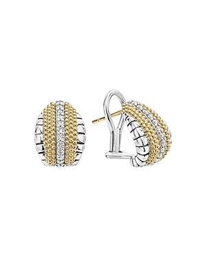 Lagos 18k Gold And Sterling Silver Diamond Lux Pear Huggie Earrings