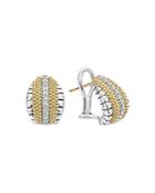 Lagos 18k Gold And Sterling Silver Diamond Lux Pear Huggie Earrings