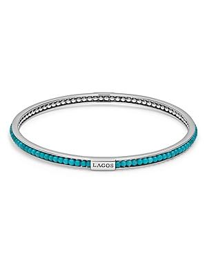 Lagos Sterling Silver Caviar Icon Turquoise Beaded Bangle Bracelet