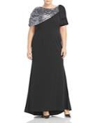 Adrianna Papell Plus Sequin Crepe Gown