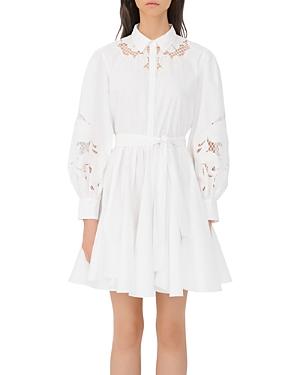 Maje Rebello Cotton Lace Inset Shirt Dress