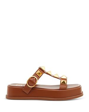 Valentino Garavani Women's Square Toe Pyramid Studded Platform Slide Sandals