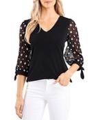 Cece Embroidered Sleeve Top