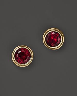 Rhodolite Topaz Bezel Set Stud Earrings In 14k Yellow Gold