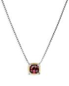 David Yurman Sterling Silver Petite Chatelaine Garnet & Diamond Pendant Necklace With 18k Yellow Gold, 18