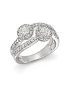 Diamond Halo Two Stone Ring In 14k White Gold, 1.15 Ct. T.w. - 100% Exclusive