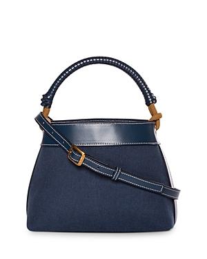 Staud Tellie Leather Trimmed Canvas Drawstring Bag