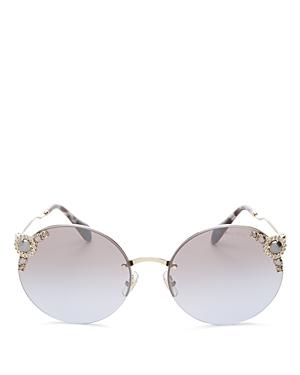 Miu Miu Embellished Round Rimless Sunglasses, 60mm