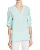 Chaus V-neck Roll Tab Top - Compare At $69