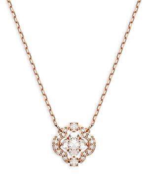 Swarovski Sparking Dance Crystal Clover Pendant Necklace In Rose Gold Tone, 14.87-16.5