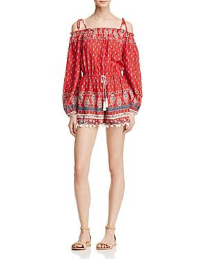 Band Of Gypsies Paisley Floral Print Cold Shoulder Romper