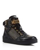 Moschino Studded Logo High Top Sneakers