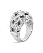 John Hardy Classic Chain Sterling Silver Diamond Pave Dome Ring