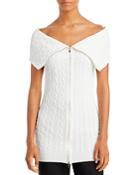 Rebecca Taylor Off The Shoulder Cable Knit Sweater