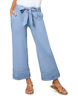 Leota Lupita Floral Embroidered Ankle Wide Leg Pants