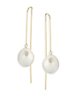 Bloomingdale's Baroque Cultured Freshwater Pearl Threader Earrings In 14k Yellow Gold - 100% Exclusive