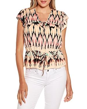 Belldini Printed Ruffled Peplum Top