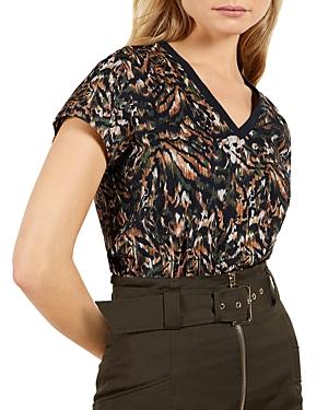 Ted Baker Abstract Camo Print V-neck Tee