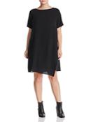 Eileen Fisher Plus Asymmetric Overlay Silk Dress