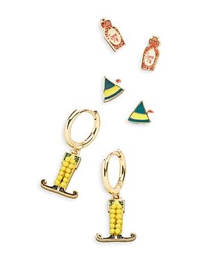 Baublebar Buddy The Elf Mixed Earrings, Set Of 3