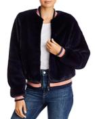 Mother The Letterman Faux Fur Varsity Jacket