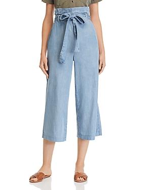 Blanknyc Chambray Paperbag-waist Cropped Pants