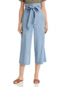 Blanknyc Chambray Paperbag-waist Cropped Pants