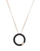 Roberto Coin 18k Rose Gold Love In Verona Black & White Diamond Circle Pendant Necklace, 17