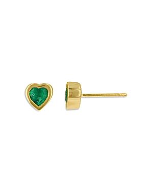 Rachel Reid 14k Yellow Gold Emerald Heart Stud Earrings