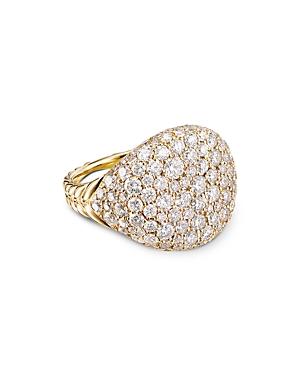 David Yurman 18k Yellow Gold Chevron Pinky Ring With Pave Diamonds