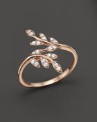 Diamond Leaf Ring In 14k Rose Gold, .20 Ct. T.w.