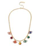Kurt Geiger London Multicolor Crystal Evil Eye Charm Necklace, 16-18