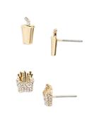 Baublebar Drive Thru Pave Soda & Fries Stud Earrings In Gold Tone, Set Of 2