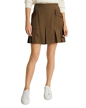 Reiss Mina Button Pleat Front Mini Skirt