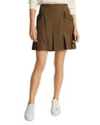 Reiss Mina Button Pleat Front Mini Skirt