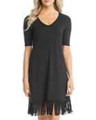 Karen Kane Fringe Trim A Line Dress