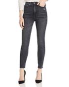 Alice + Olivia Good High-rise Distressed Ankle Skinny Jeans In Black Magic