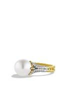 David Yurman Starburst Pearl Ring With Diamonds In Gold
