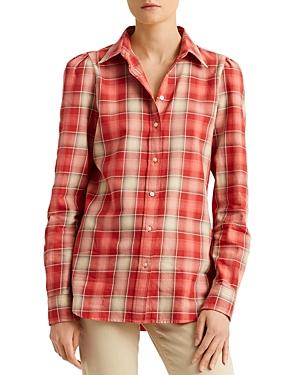 Lauren Ralph Lauren Puff Sleeve Button Front Top