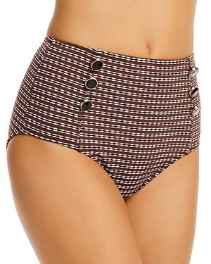 Shoshanna Printed Button Trim Bikini Bottom